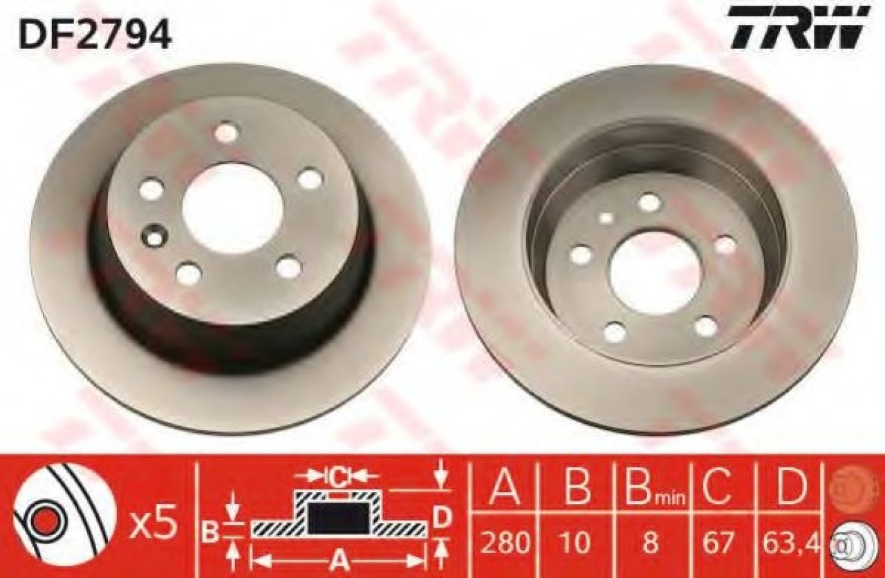 Disc frana MERCEDES V-CLASS (638/2) (1996 - 2003) TRW DF2794 piesa NOUA