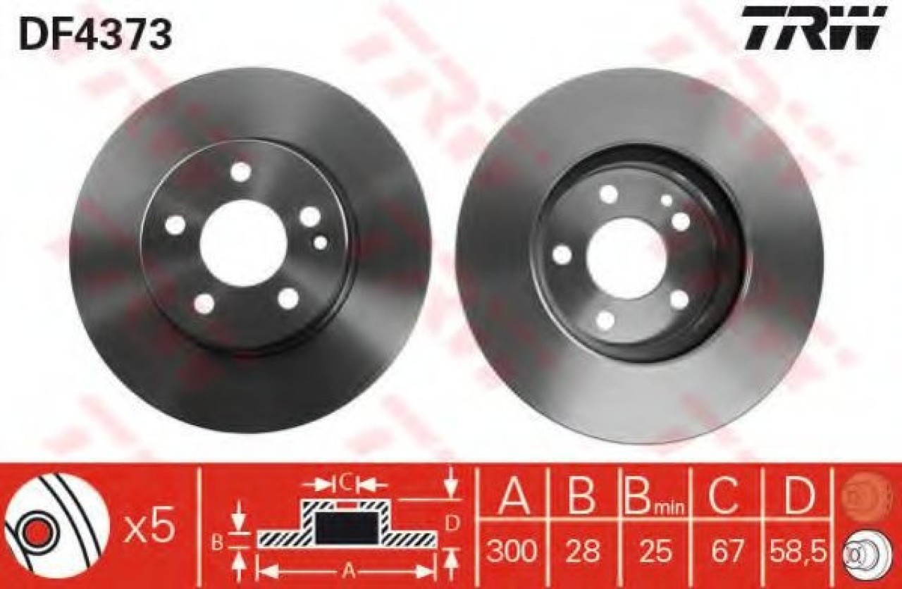 Disc frana MERCEDES V-CLASS (W447) (2014 - 2016) TRW DF4373 piesa NOUA