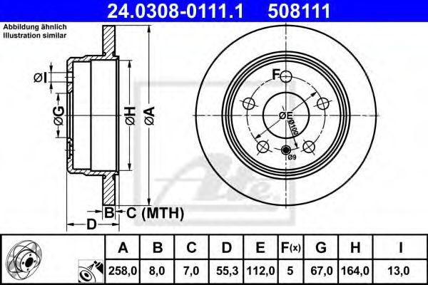 Disc frana MERCEDES VANEO (414) (2002 - 2005) ATE 24.0308-0111.1 piesa NOUA