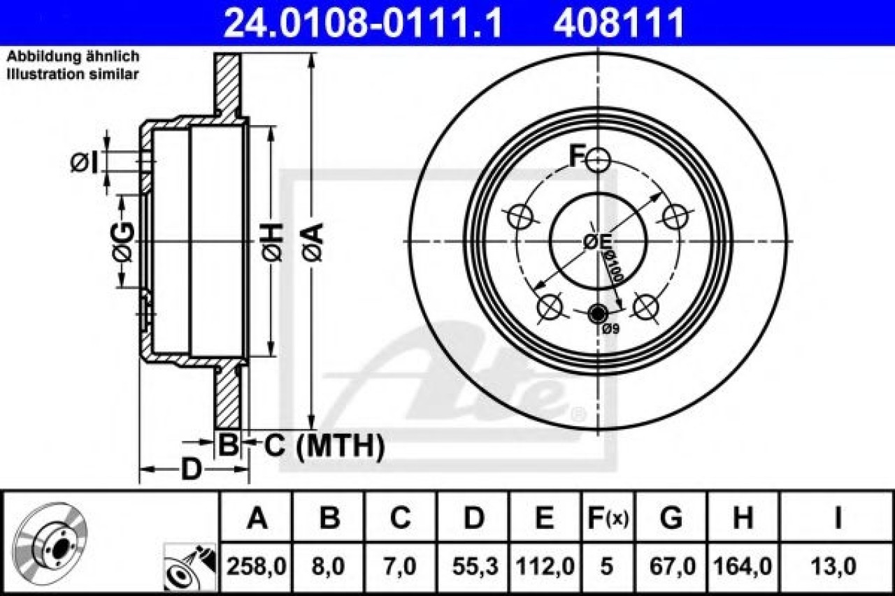 Disc frana MERCEDES VANEO (414) (2002 - 2005) ATE 24.0108-0111.1 piesa NOUA