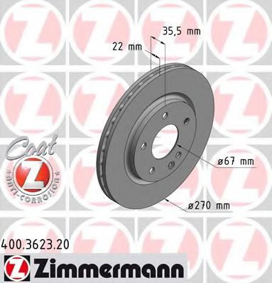 Disc frana MERCEDES VANEO (414) (2002 - 2005) ZIMMERMANN 400.3623.20 piesa NOUA