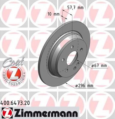 Disc frana MERCEDES VIANO (W639) (2003 - 2016) ZIMMERMANN 400.6473.20 piesa NOUA