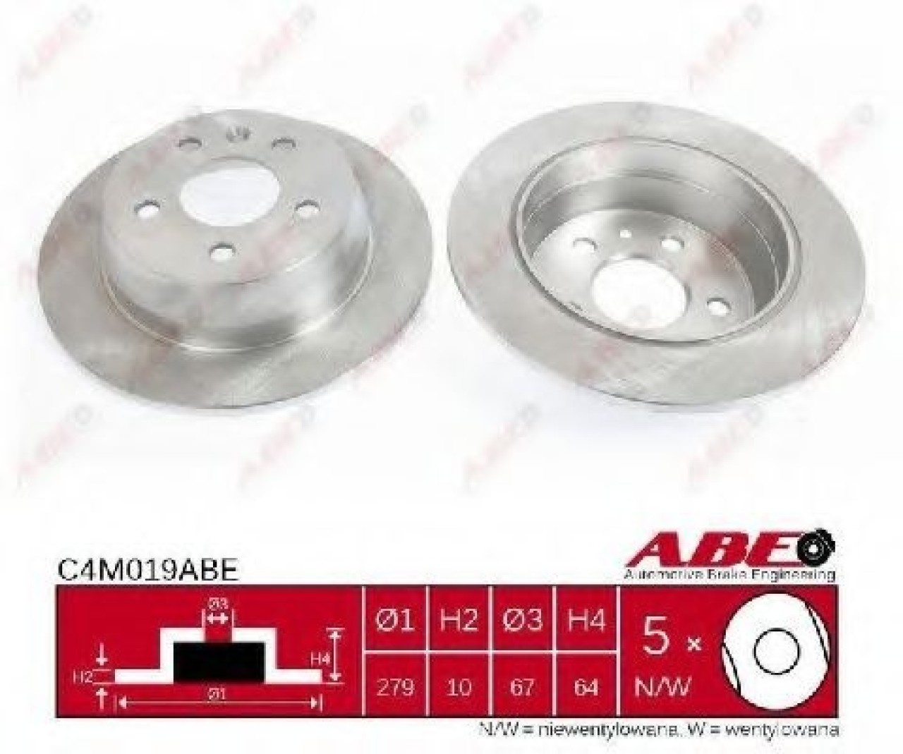 Disc frana MERCEDES VITO bus (638) (1996 - 2003) ABE C4M019ABE piesa NOUA