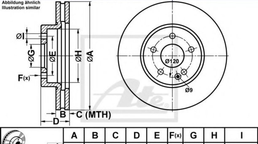 Disc frana MERCEDES VITO caroserie (W447) (2014 - 2016) ATE 24.0128-0145.1 produs NOU