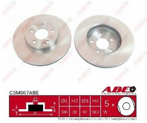 Disc frana MERCEDES VITO / MIXTO caroserie (W639) (2003 - 2016) ABE C3M067ABE piesa NOUA