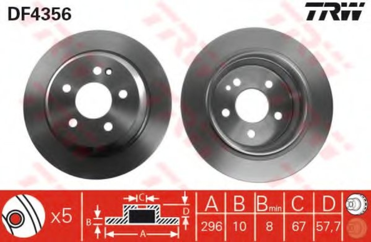 Disc frana MERCEDES VITO / MIXTO caroserie (W639) (2003 - 2016) TRW DF4356 piesa NOUA