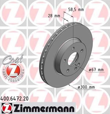 Disc frana MERCEDES VITO / MIXTO caroserie (W639) (2003 - 2016) ZIMMERMANN 400.6472.20 piesa NOUA