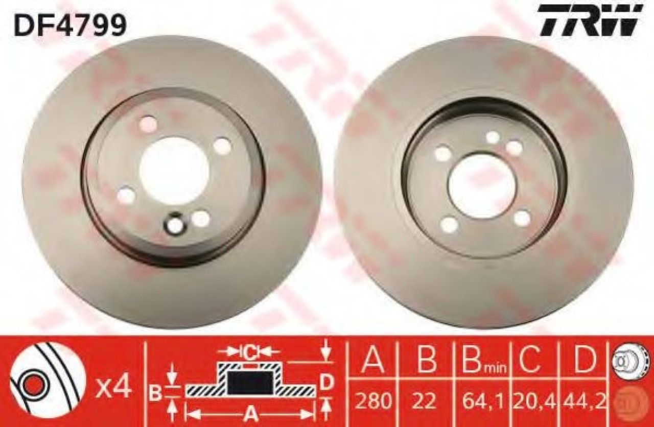 Disc frana MINI MINI Cabriolet (R57) (2007 - 2016) TRW DF4799 piesa NOUA