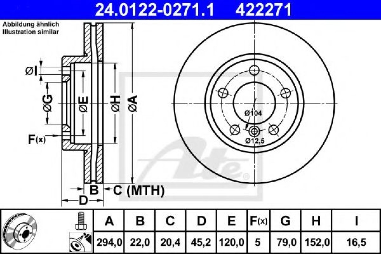 Disc frana MINI MINI COUNTRYMAN (R60) (2010 - 2016) ATE 24.0122-0271.1 piesa NOUA