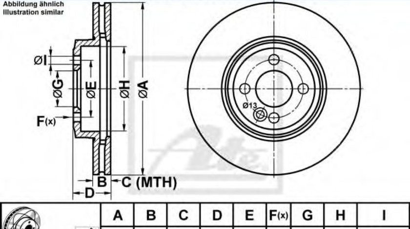 Disc frana MINI MINI Cupe (R58) (2011 - 2016) ATE 24.0322-0247.1 piesa NOUA