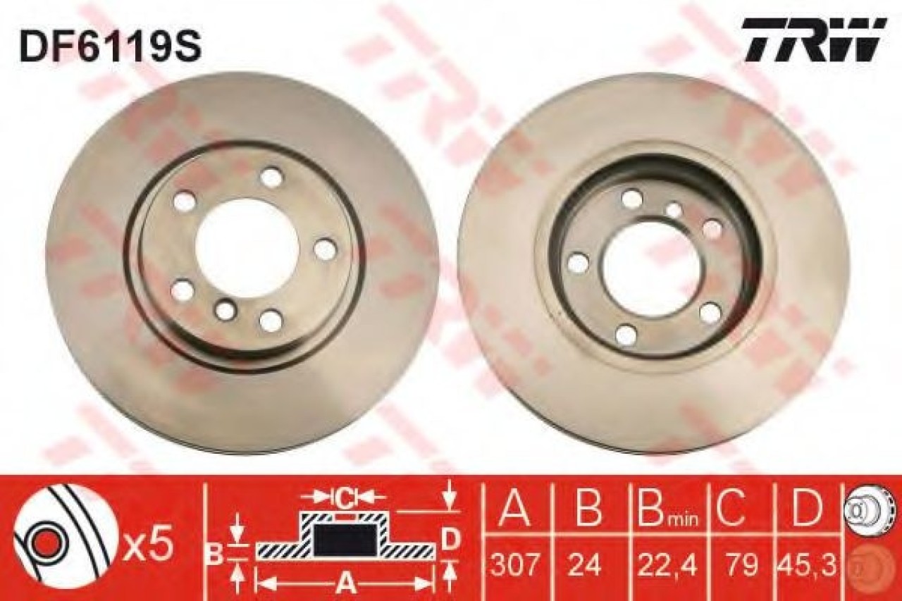 Disc frana MINI MINI PACEMAN (R61) (2012 - 2016) TRW DF6119S piesa NOUA