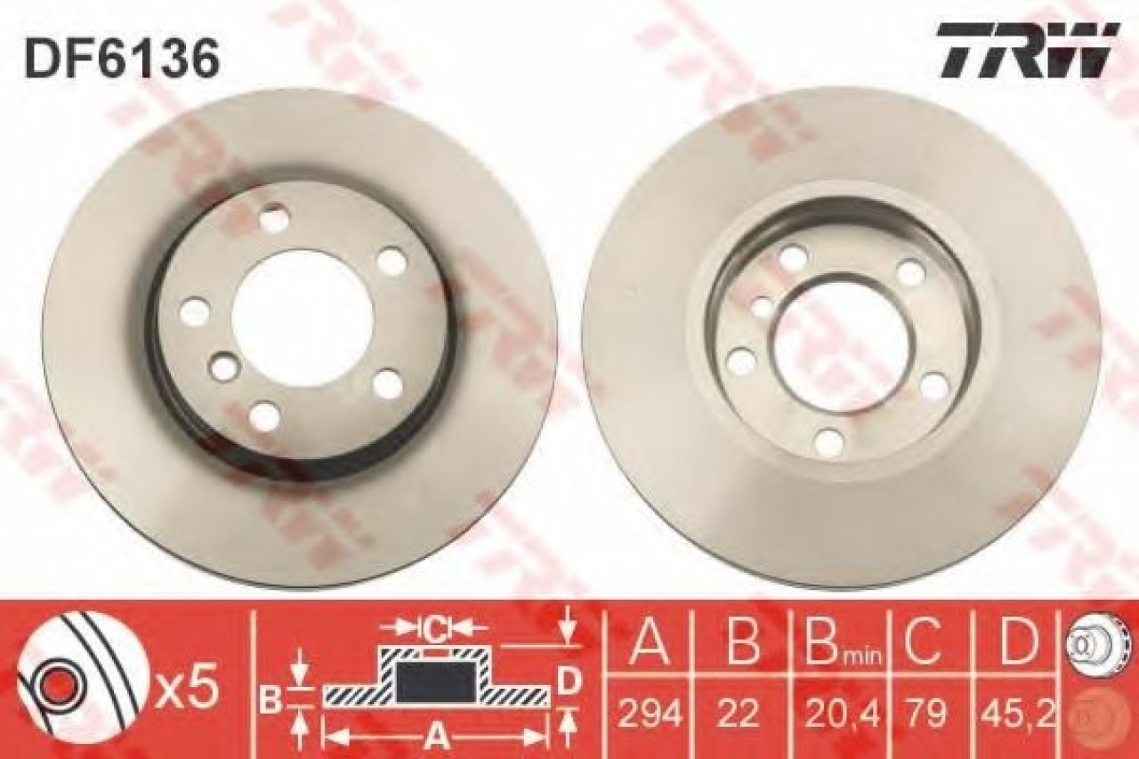 Disc frana MINI MINI PACEMAN (R61) (2012 - 2016) TRW DF6136 piesa NOUA
