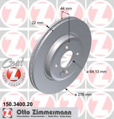 Disc frana MINI MINI (R50, R53) (2001 - 2006) ZIMMERMANN 150.3400.20 piesa NOUA