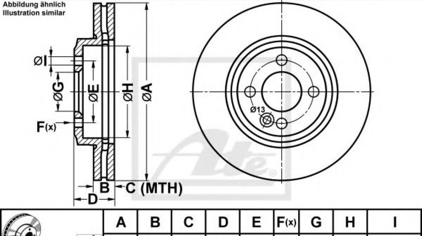 Disc frana MINI MINI Roadster (R59) (2012 - 2016) ATE 24.0122-0248.1 piesa NOUA