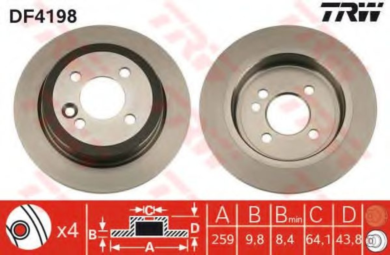 Disc frana MINI MINI Roadster (R59) (2012 - 2016) TRW DF4198 piesa NOUA