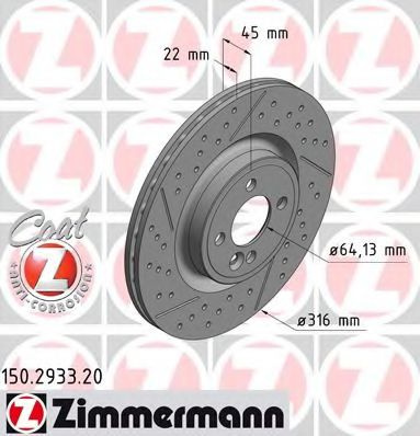 Disc frana MINI MINI Roadster (R59) (2012 - 2016) ZIMMERMANN 150.2933.20 piesa NOUA