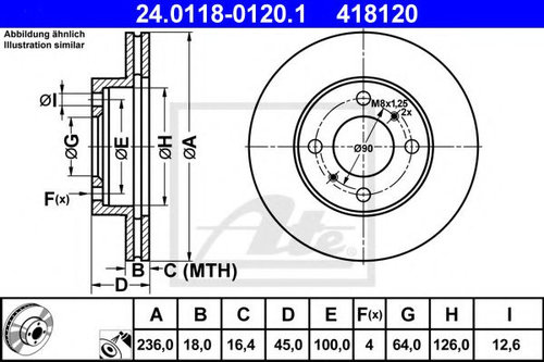 Disc frana MITSUBISHI CARISMA (DA) (1995 - 2006) ATE 24.0118-0120.1 piesa NOUA