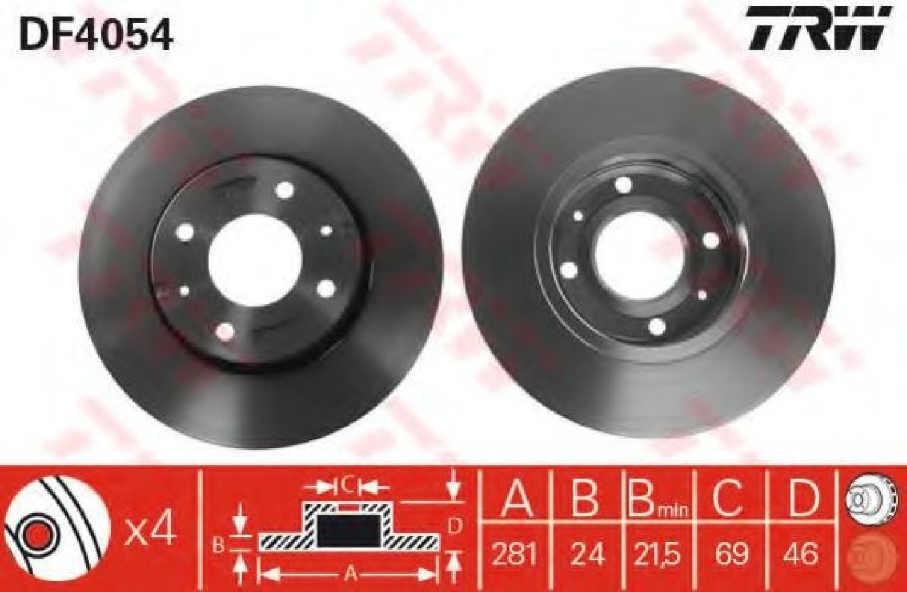 Disc frana MITSUBISHI CARISMA (DA) (1995 - 2006) TRW DF4054 piesa NOUA