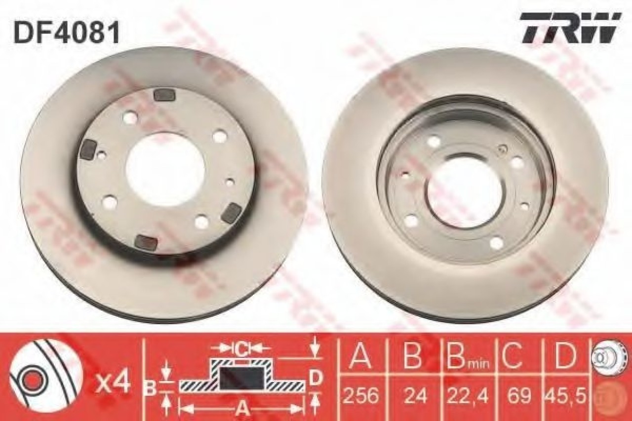 Disc frana MITSUBISHI CARISMA (DA) (1995 - 2006) TRW DF4081 piesa NOUA