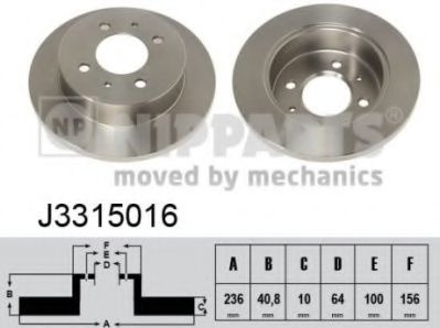 Disc frana MITSUBISHI CARISMA (DA) (1995 - 2006) NIPPARTS J3315016 piesa NOUA