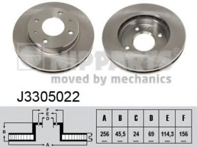 Disc frana MITSUBISHI CARISMA limuzina (DA) (1996 - 2006) NIPPARTS J3305022 piesa NOUA