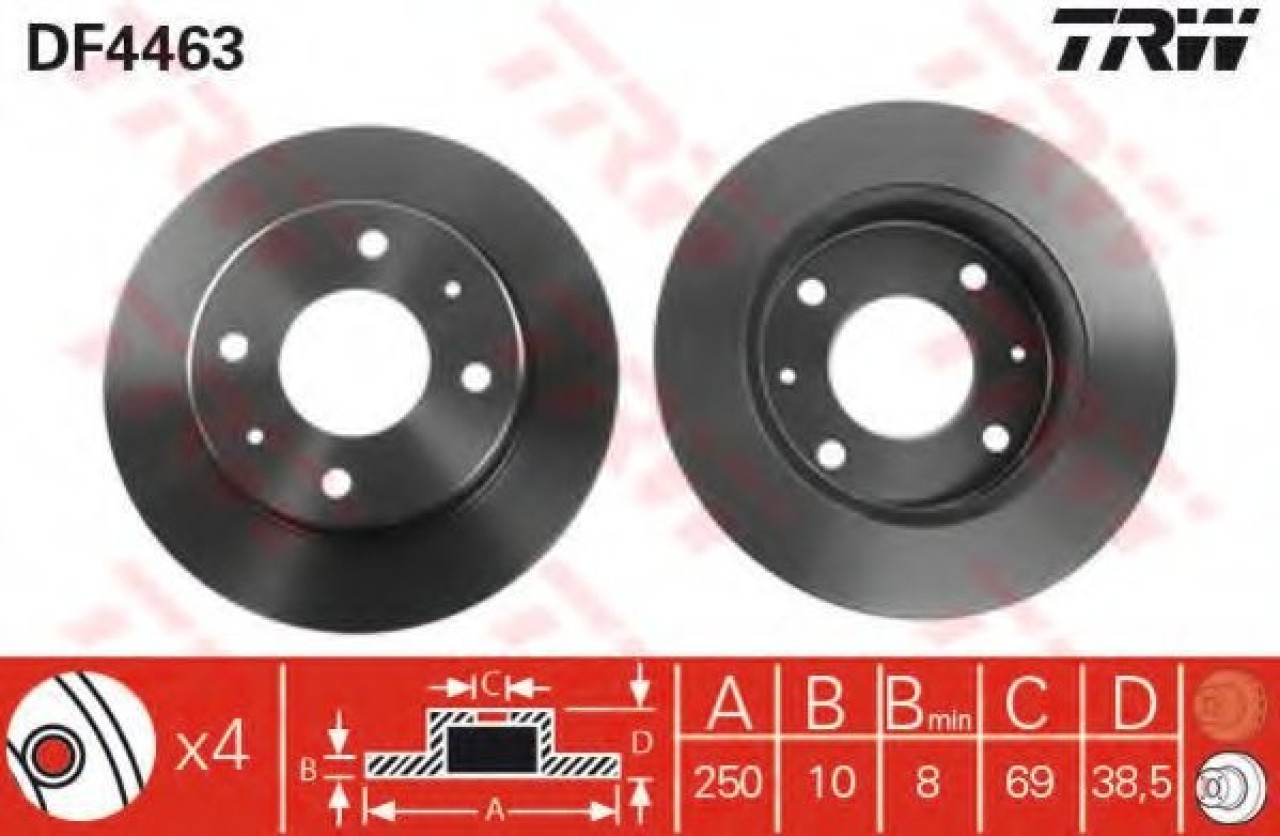Disc frana MITSUBISHI COLT CZC Cabriolet (RG) (2006 - 2009) TRW DF4463 piesa NOUA