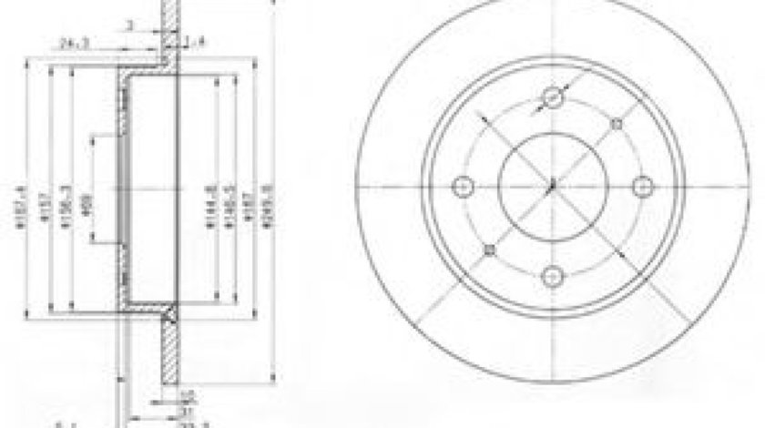 Disc frana MITSUBISHI COLT CZC Cabriolet (RG) (2006 - 2009) DELPHI BG3971 piesa NOUA