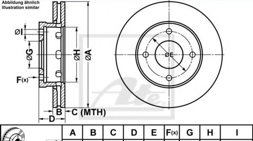 Disc frana MITSUBISHI COLT CZC Cabriolet (RG) (2006 - 2009) ATE 24.0124-0192.1 piesa NOUA