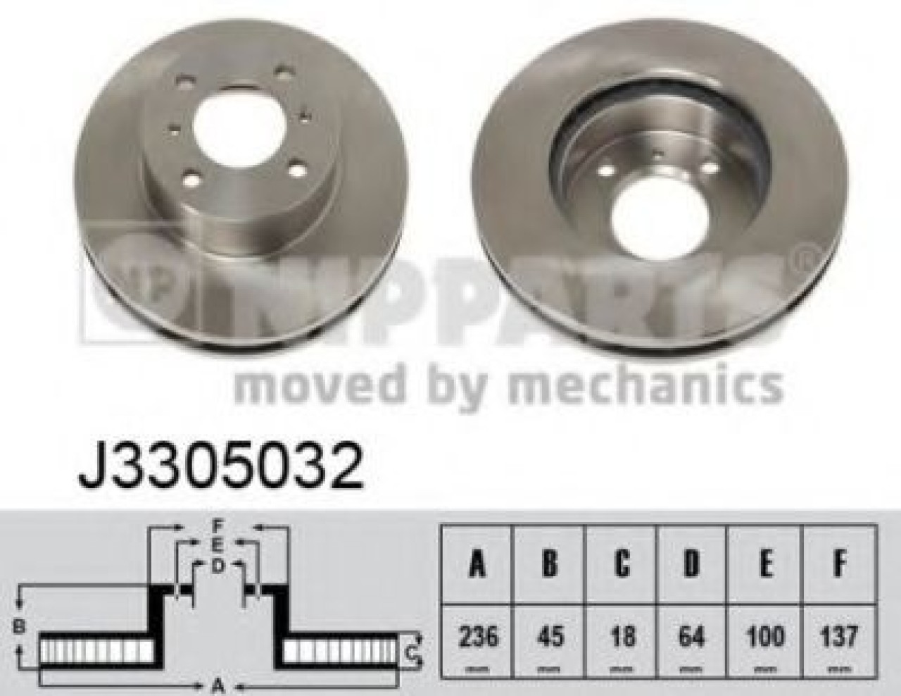 Disc frana MITSUBISHI COLT V (CJ, CP) (1995 - 2003) NIPPARTS J3305032 piesa NOUA