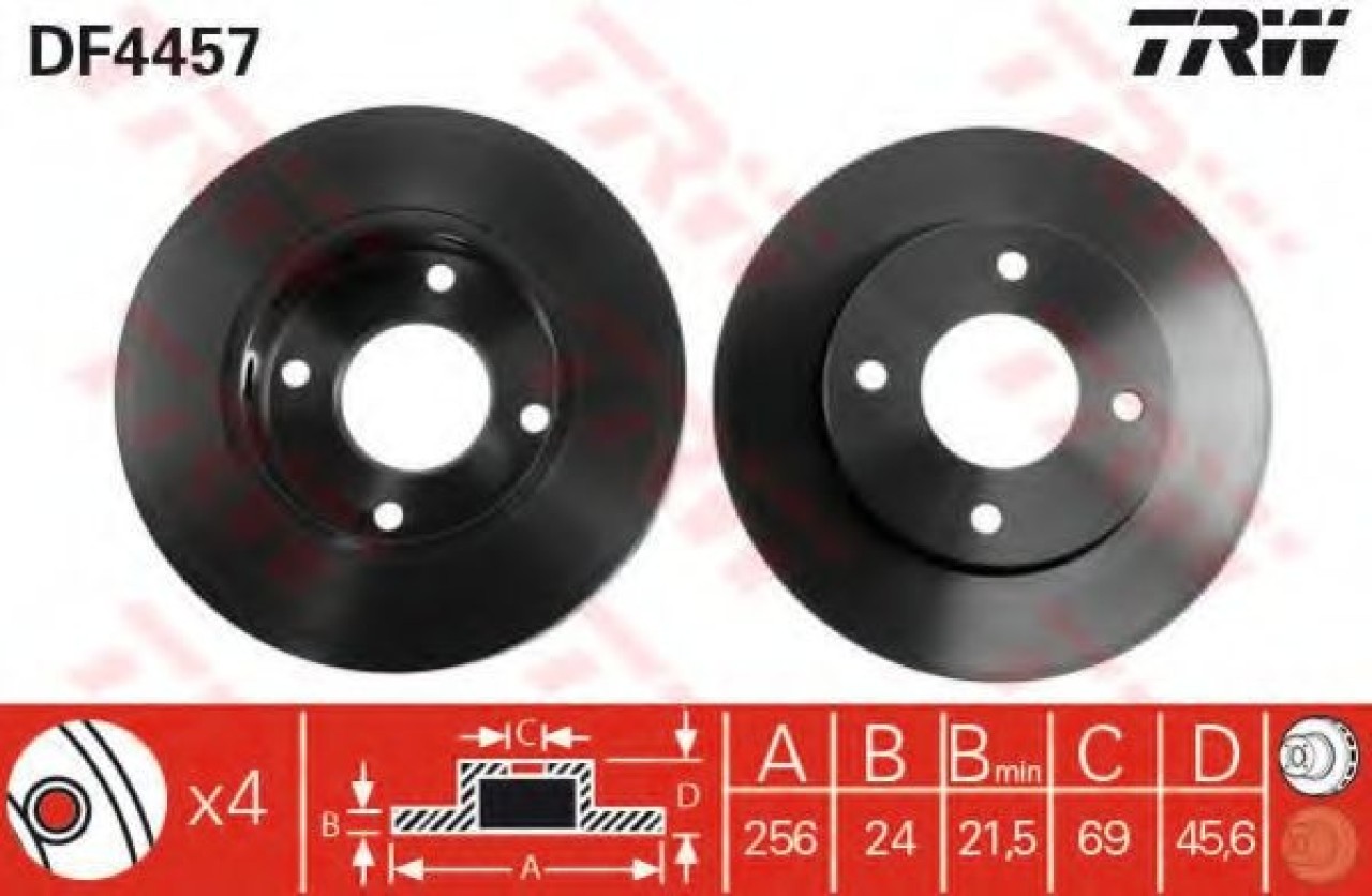 Disc frana MITSUBISHI COLT VI (Z3, Z2) (2002 - 2012) TRW DF4457 piesa NOUA