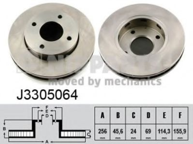Disc frana MITSUBISHI COLT VI (Z3, Z2) (2002 - 2012) NIPPARTS J3305064 piesa NOUA