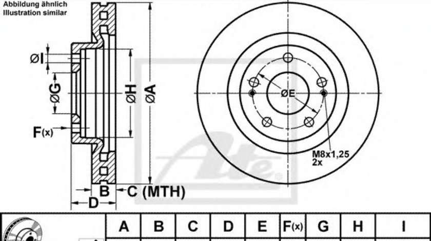 Disc frana MITSUBISHI GRANDIS (NA) (2003 - 2016) ATE 24.0126-0162.1 piesa NOUA