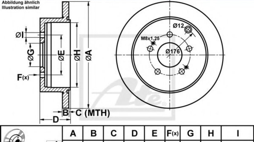 Disc frana MITSUBISHI GRANDIS (NA) (2003 - 2016) ATE 24.0110-0344.1 piesa NOUA