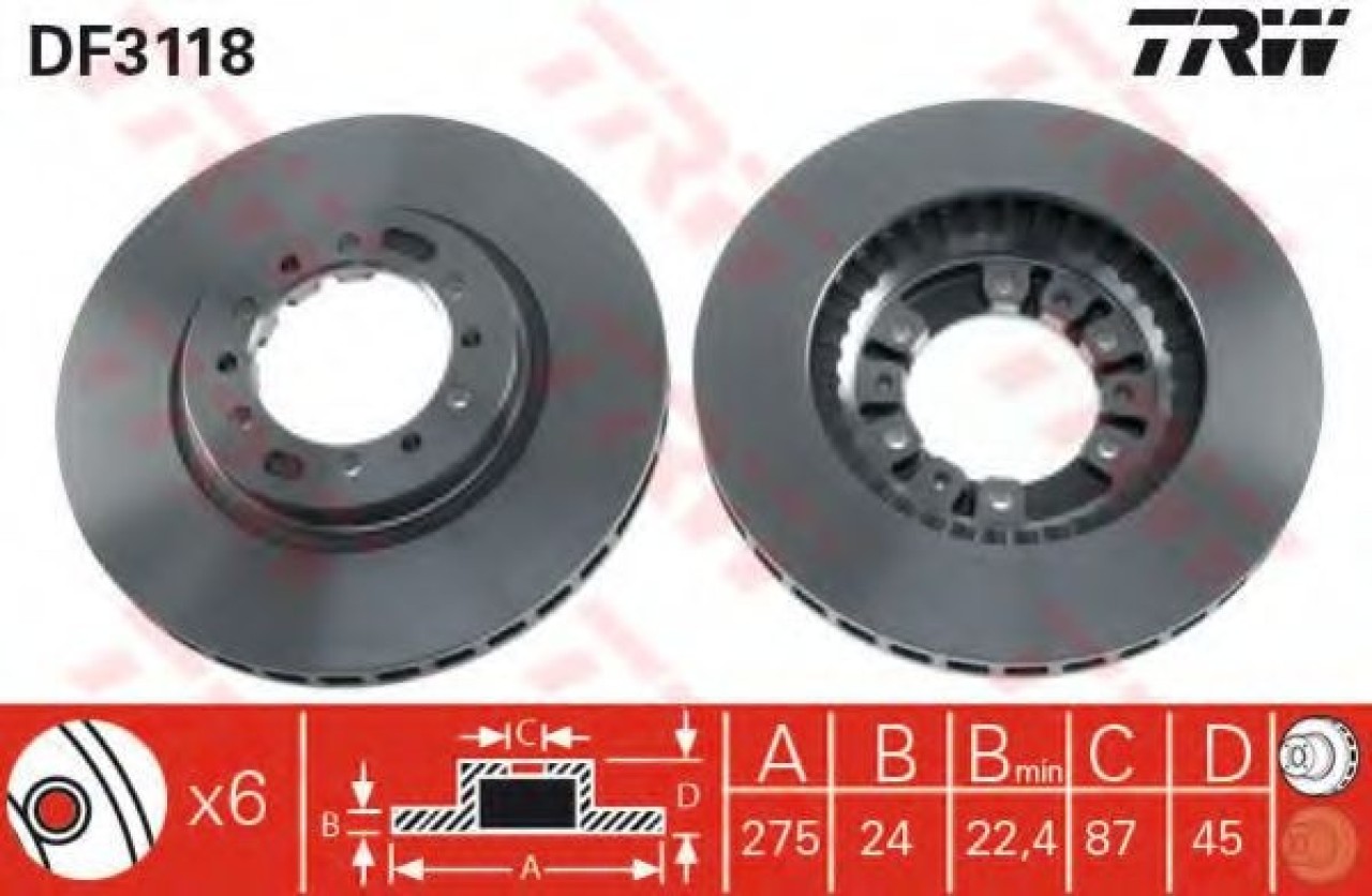 Disc frana MITSUBISHI L 200 (K7, K6) (1996 - 2007) TRW DF3118 piesa NOUA