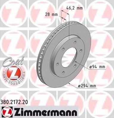 Disc frana MITSUBISHI L 200 (KB, KA) (2004 - 2016) ZIMMERMANN 380.2172.20 piesa NOUA