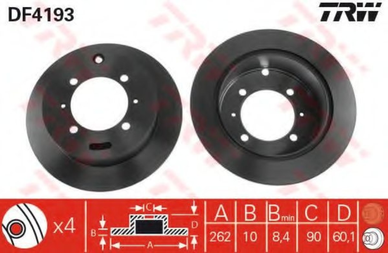 Disc frana MITSUBISHI LANCER Combi (CS) (2003 - 2008) TRW DF4193 piesa NOUA