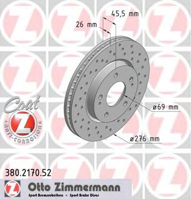 Disc frana MITSUBISHI LANCER Combi (CS) (2003 - 2008) ZIMMERMANN 380.2170.52 piesa NOUA