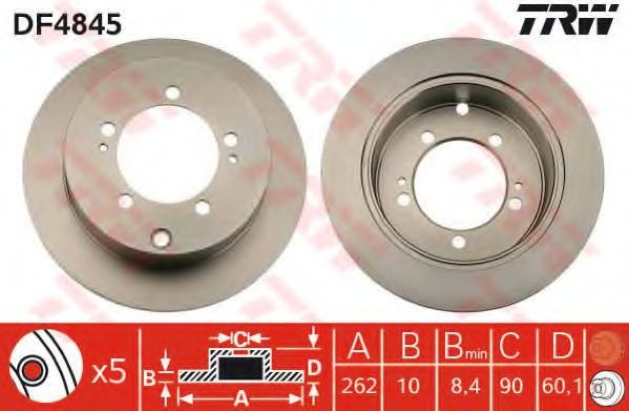 Disc frana MITSUBISHI LANCER Combi (CS) (2003 - 2008) TRW DF4845 piesa NOUA