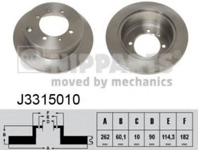 Disc frana MITSUBISHI LANCER Combi (CS) (2003 - 2008) NIPPARTS J3315010 piesa NOUA