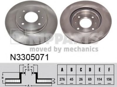 Disc frana MITSUBISHI LANCER Combi (CS) (2003 - 2008) NIPPARTS N3305071 piesa NOUA