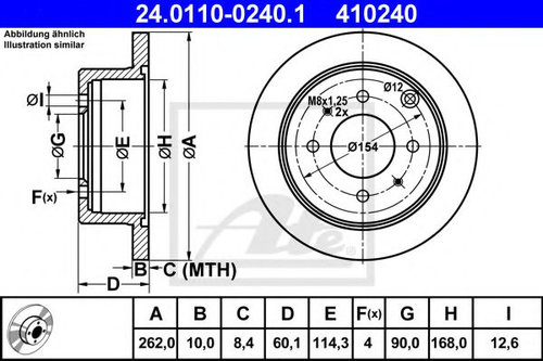 Disc frana MITSUBISHI LANCER Limuzina (CS, CT0) (2000 - 2016) ATE 24.0110-0240.1 piesa NOUA