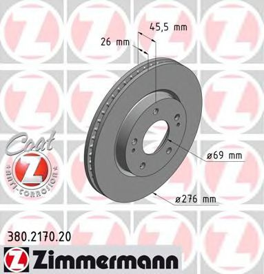 Disc frana MITSUBISHI LANCER Limuzina (CY, CZ) (2007 - 2016) ZIMMERMANN 380.2170.20 piesa NOUA
