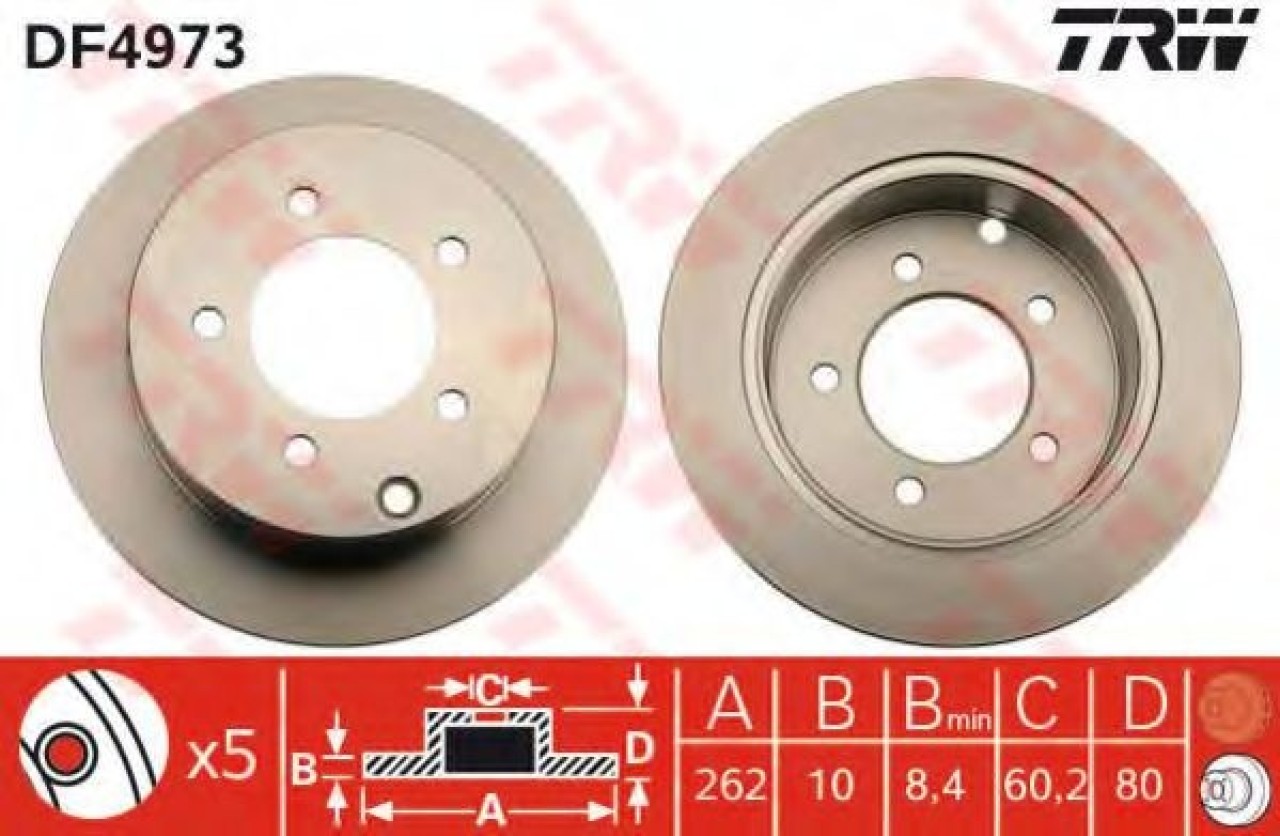 Disc frana MITSUBISHI LANCER Sportback (CX) (2007 - 2016) TRW DF4973 piesa NOUA