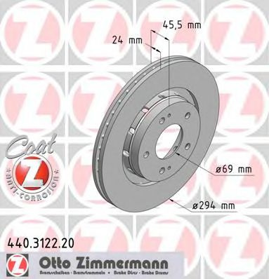 Disc frana MITSUBISHI LANCER Sportback (CX) (2007 - 2016) ZIMMERMANN 440.3122.20 piesa NOUA
