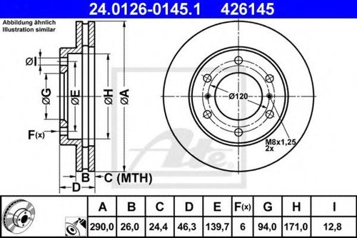 Disc frana MITSUBISHI PAJERO III Canvas Top (V6_W, V7_W) (2000 - 2006) ATE 24.0126-0145.1 piesa NOUA