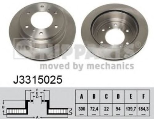 Disc frana MITSUBISHI PAJERO III (V7_W, V6_W) (1999 - 2007) NIPPARTS J3315025 piesa NOUA