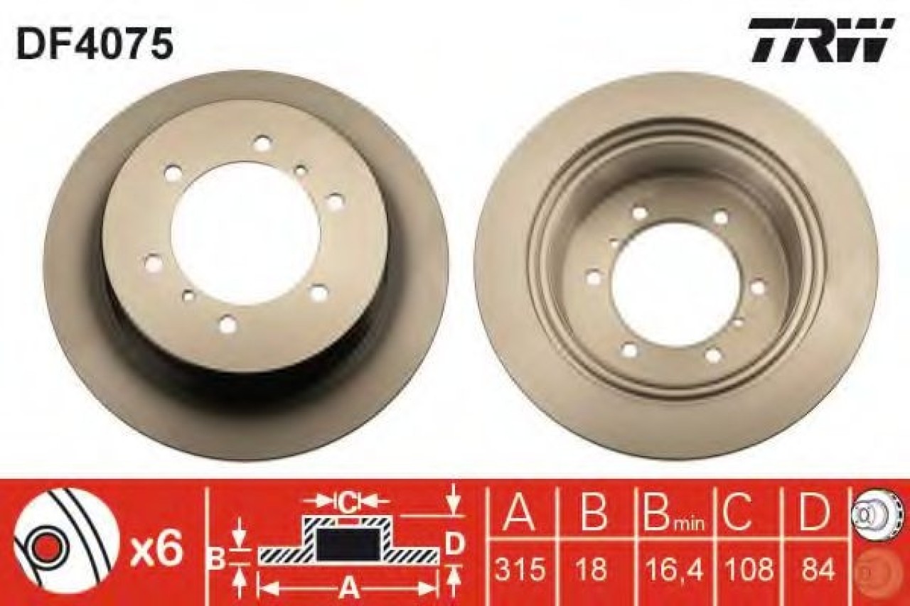 Disc frana MITSUBISHI PAJERO III (V7_W, V6_W) (1999 - 2007) TRW DF4075 piesa NOUA