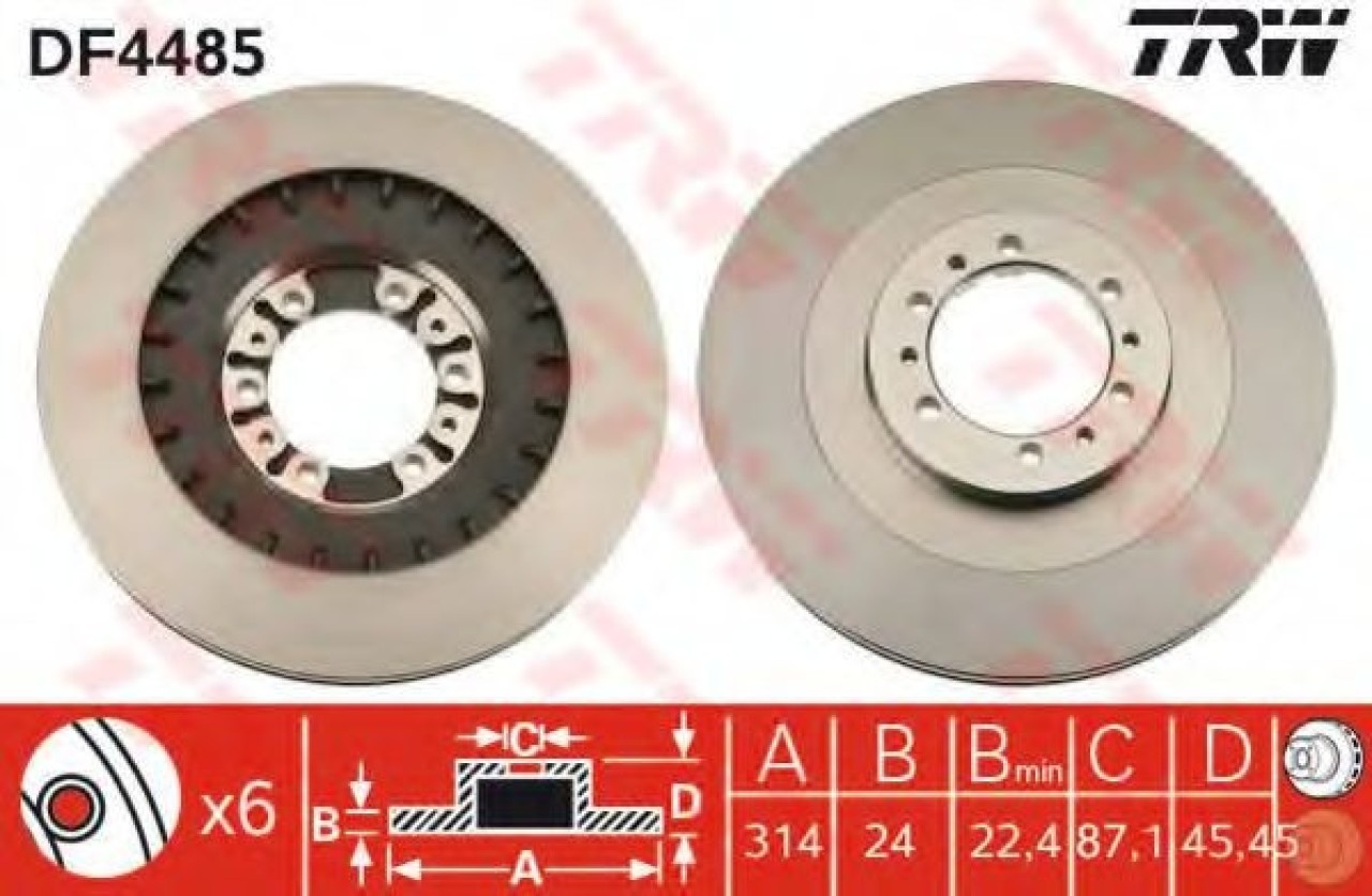 Disc frana MITSUBISHI PAJERO III (V7_W, V6_W) (1999 - 2007) TRW DF4485 piesa NOUA