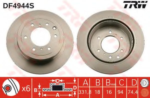 Disc frana MITSUBISHI PAJERO IV (V8_W, V9_W) (2006 - 2016) TRW DF4944S piesa NOUA