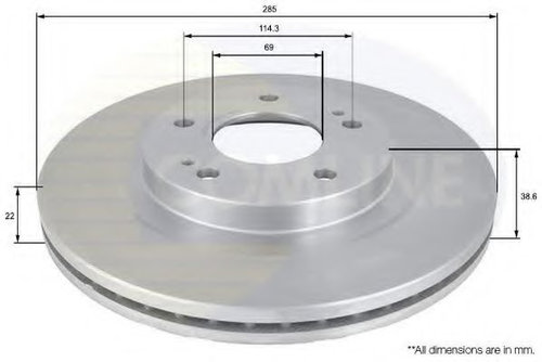 Disc frana MITSUBISHI PAJERO PININ (H6_W, H7_W) (1999 - 2007) COMLINE ADC0361V piesa NOUA
